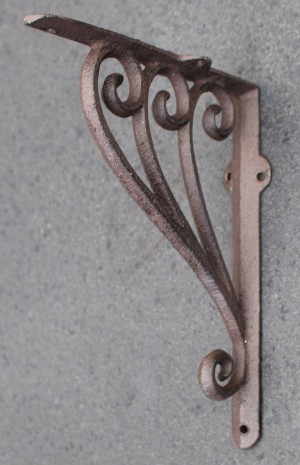 6Y3020 gietijzeren plankdrager 18 of 23 cm donkerbruin