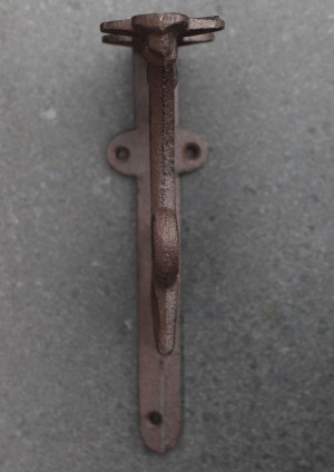6Y3023 gietijzeren plankdrager blaadjes/lelies 19,5cm donkerbruin
