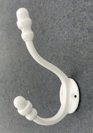 KH227 dubbele gietijzeren kapstokhaak elegant wit