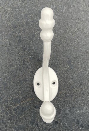 KH227 dubbele gietijzeren kapstokhaak elegant wit