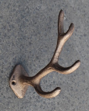 KH775A gietijzeren kapstokhaak gewei donkerbruin