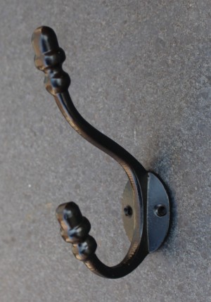 KH127 elegante gietijzeren kapstokhaak dubbel zwart